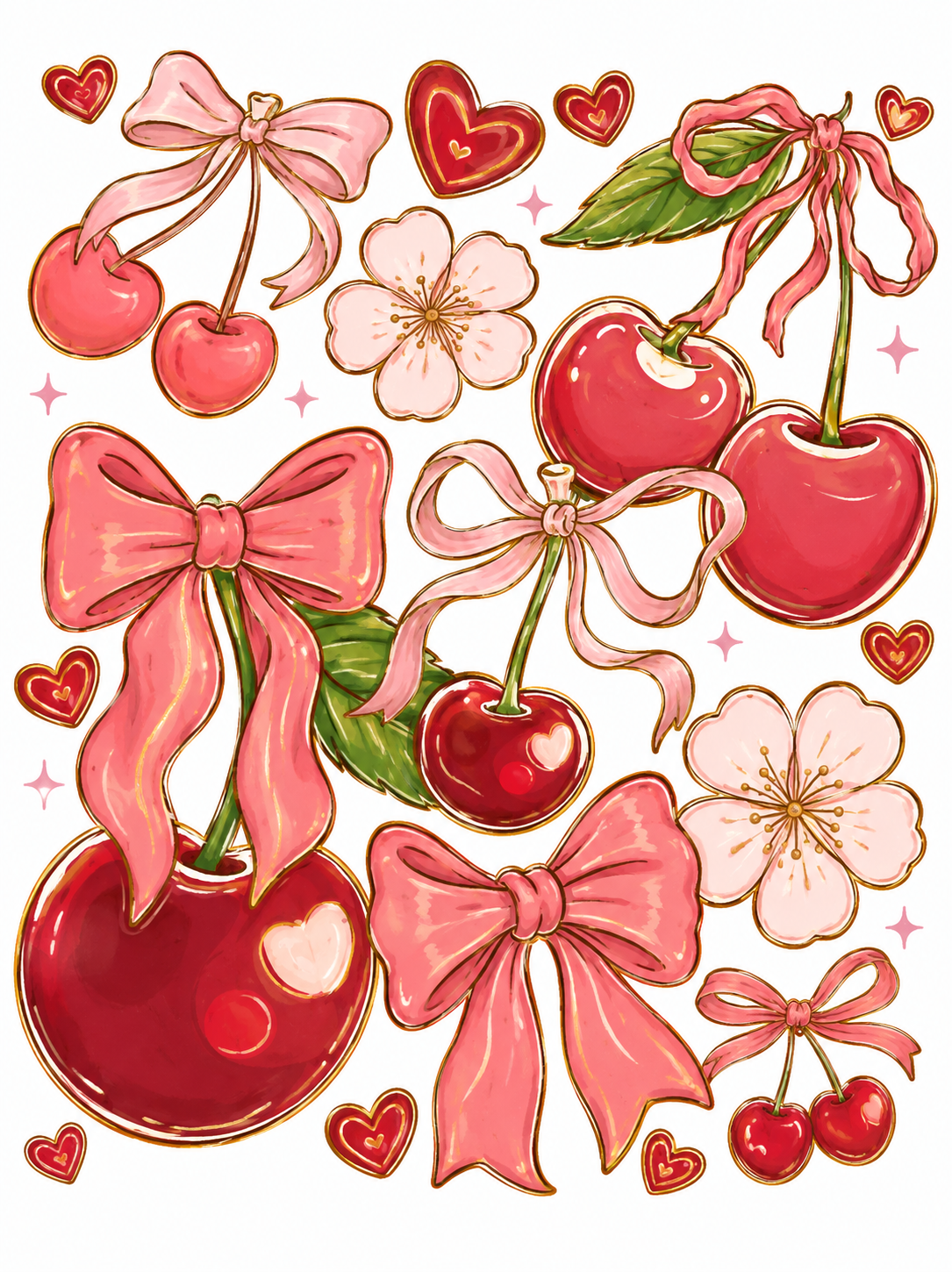 Cherry Coquette Glitter Clear Film Screen Print Transfer CF-LS02