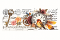 Clock, Music Notes, Script & Key #FLR023
