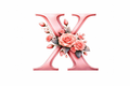 “X” Pink Floral Alphabet #AI024
