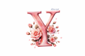 “Y” Pink Floral Alphabet #AI025