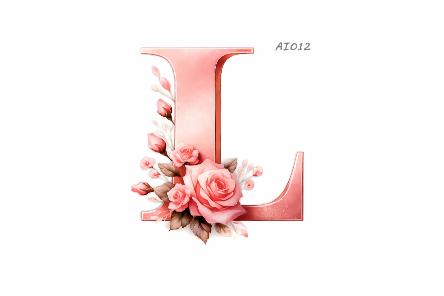 “L” Pink Floral Alphabet #AI012