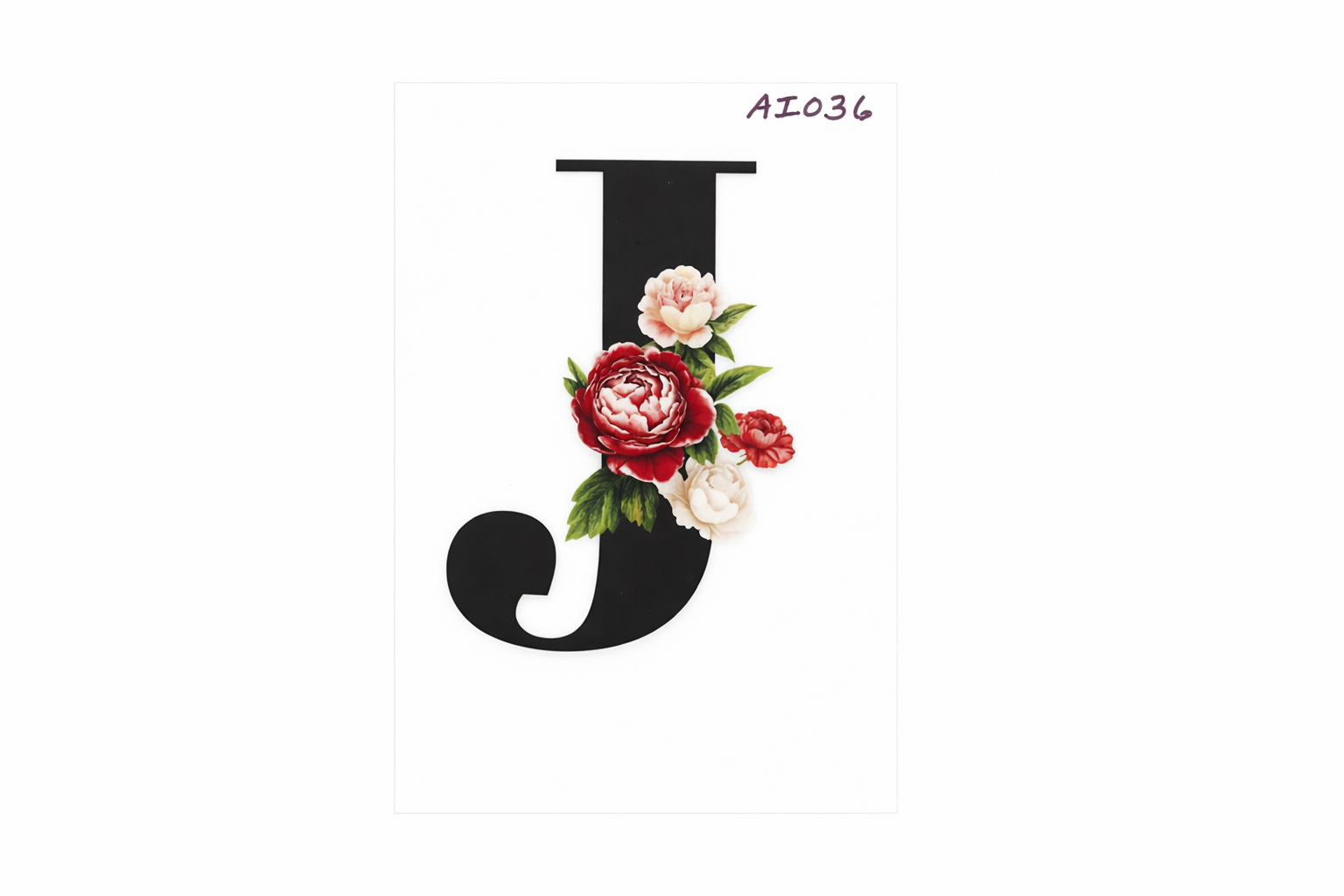 “J” Black Floral Alphabet #AI036