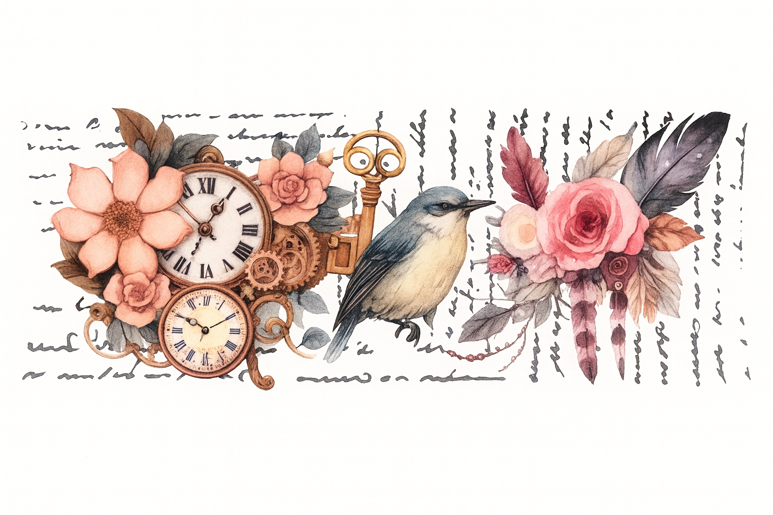 Clocks, Bird & Florals #FLR024