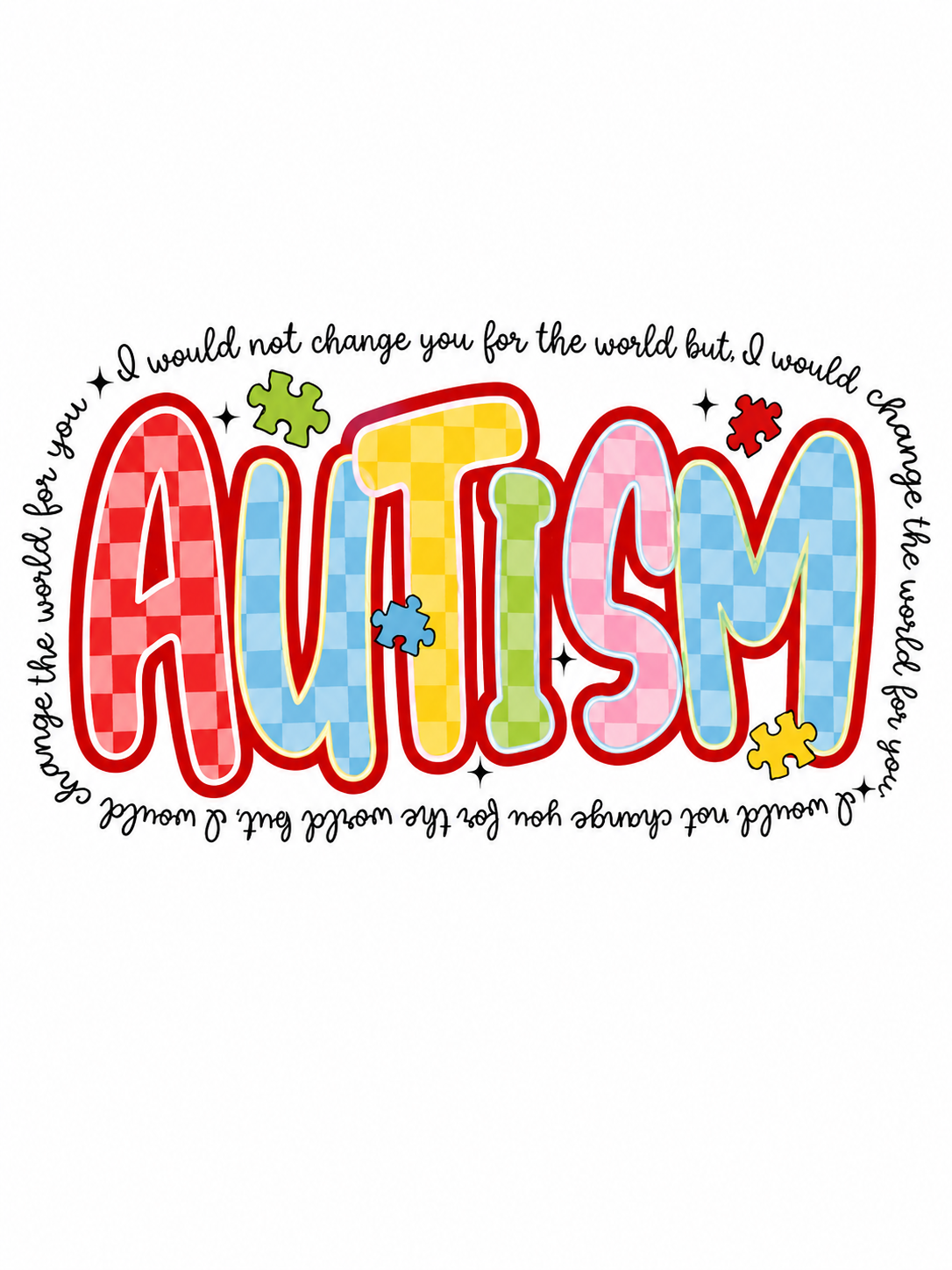 Autism Awareness Glitter Clear Film Screen Print Transfer CF-AU01