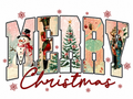 Merry Christmas Pattern Pink & Red Glitter Clear Film Screen Print Transfer CF- CM03