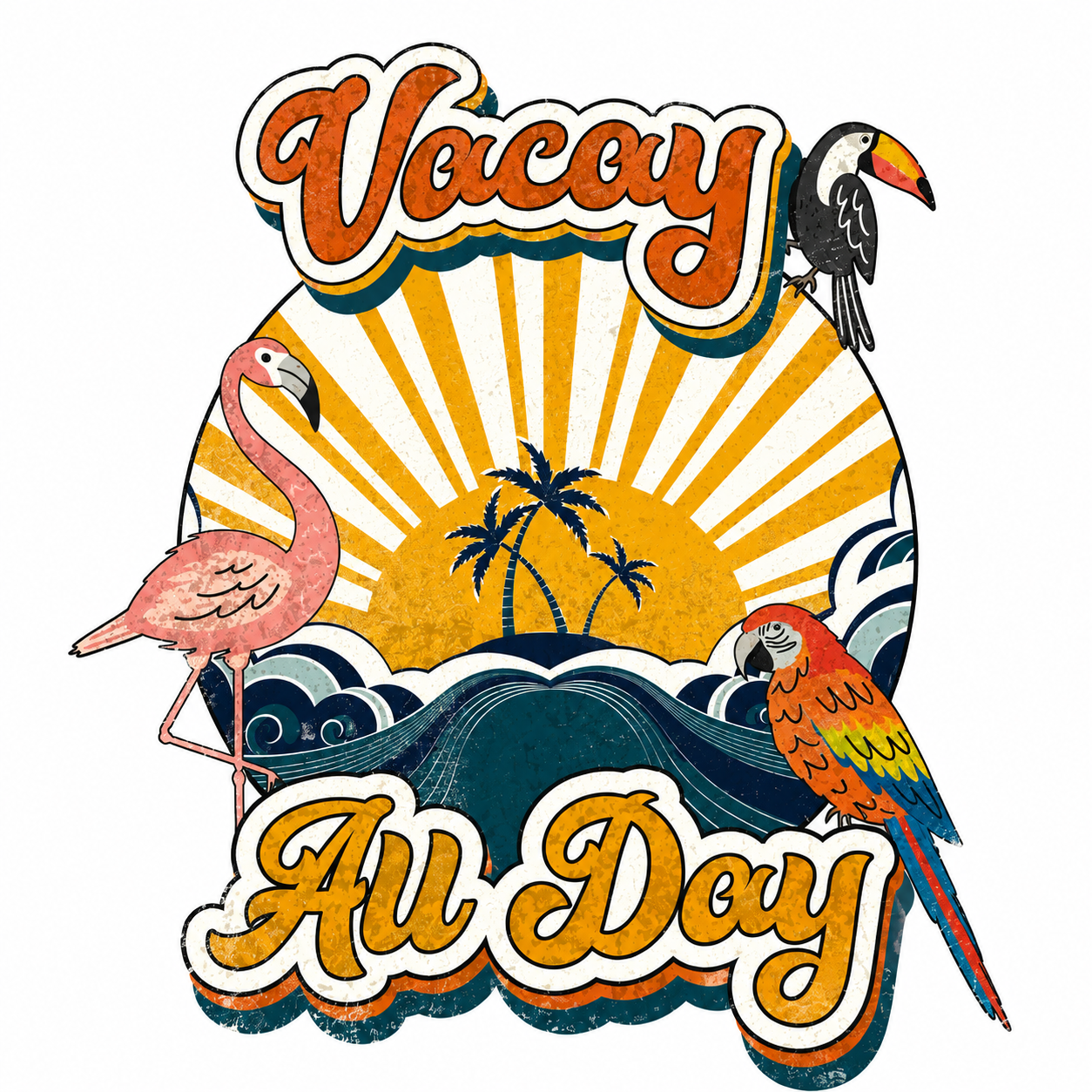 Vacay All Day Glitter Clear Film Screen Print Transfer CF-LS04