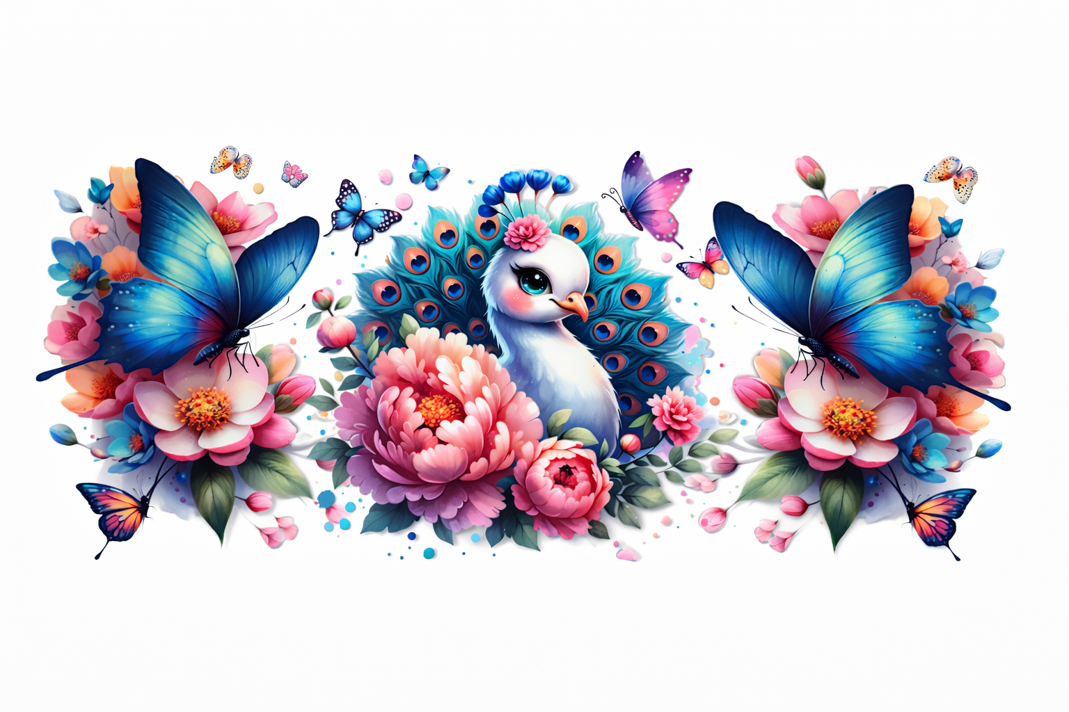 Peacock & Butterflies #EXT005