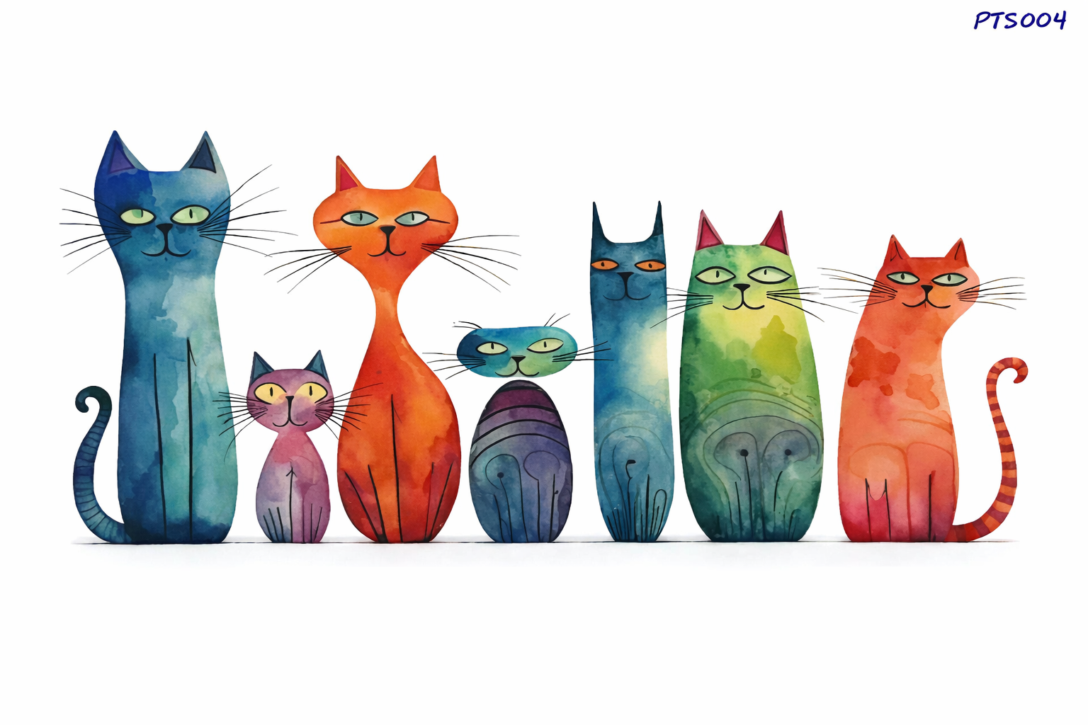 Watercolor Cat Family #PTS004