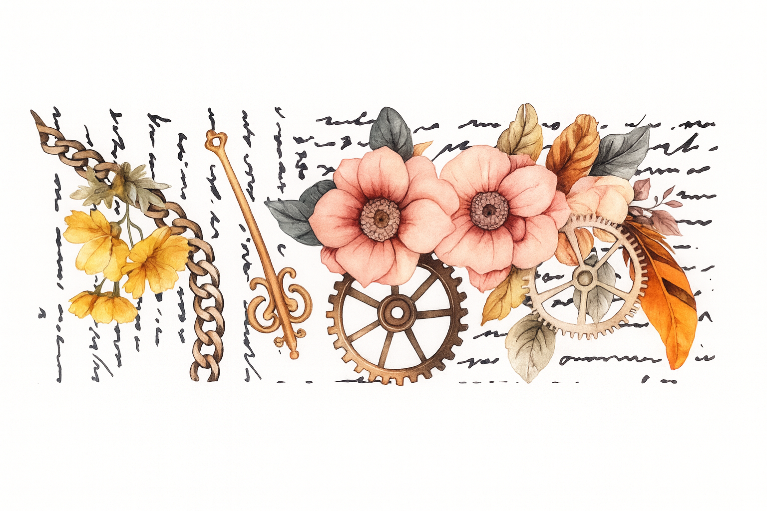 Flowers, Chain & Feather #FLR022