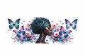Black Girl Teal, Blue & Pink Butterflies & Flowers #BGM009