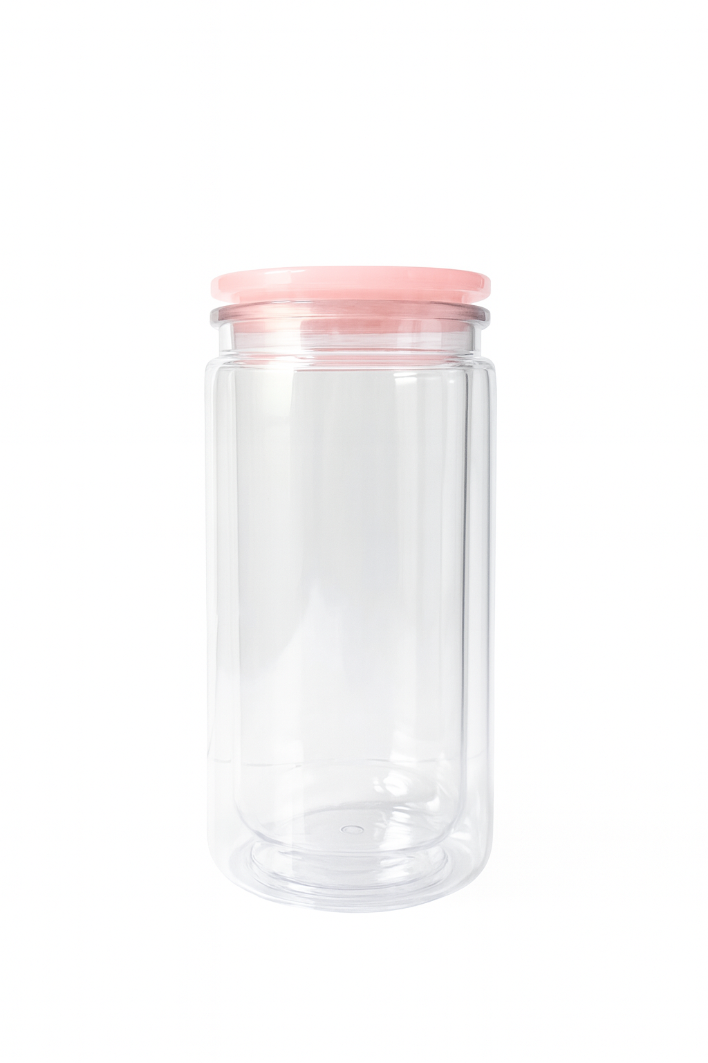 16oz Acrylic Customizable Snow Globe Cup with  light Pink Top