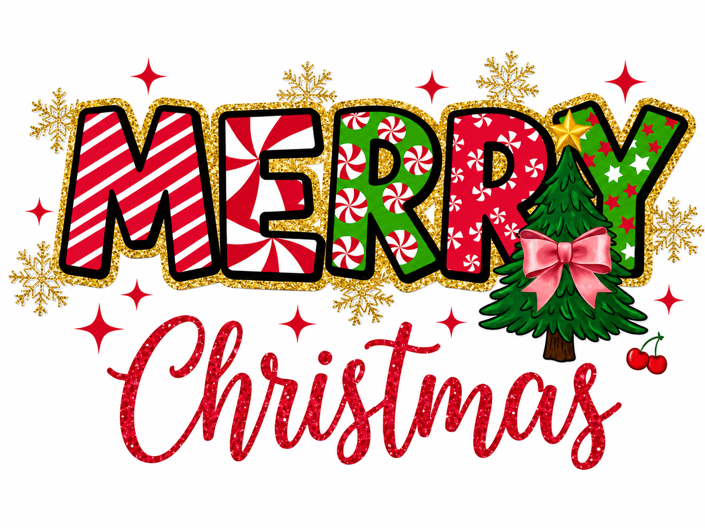 Merry Christmas Fun Glitter Clear Film Screen Transfer CF-CM10