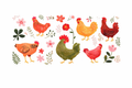 Chickens & flowers #FAR014