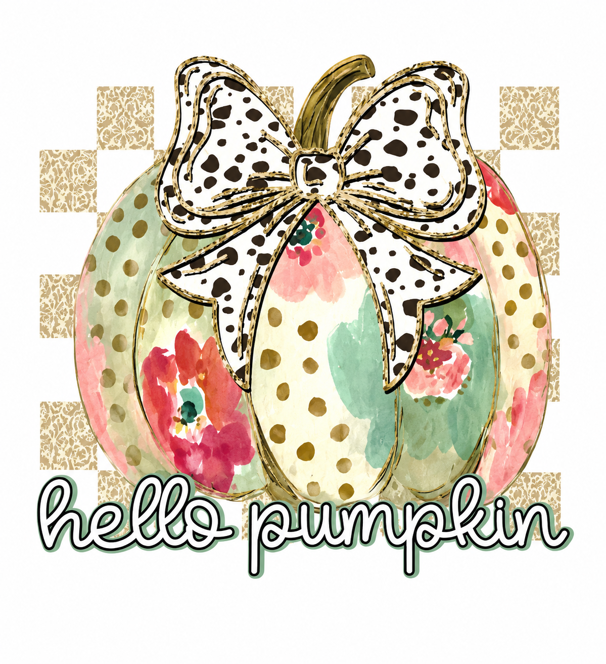 Hide Bow Hello Pumpkin Glitter Clear Film Screen Transfer CF-FL09