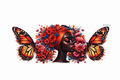 Black Girl, Orange Butterflies & Flowers #BGM006