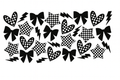 Black Bows, Lightening & Checkered Shapes #BWS008