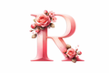 “R” Pink Floral Alphabet #AI018