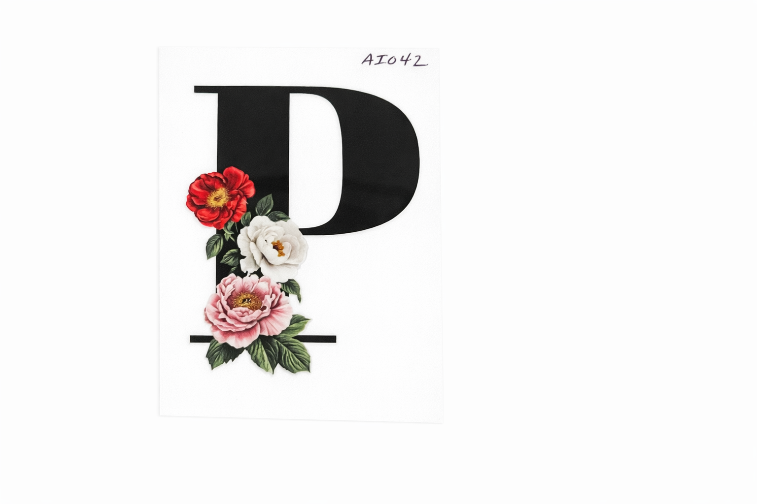 “P” Black Floral Alphabet #AI042