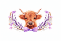 Highland Cow with Purple Bow #FAR016
