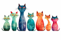 Watercolor Cat Family #PTS003