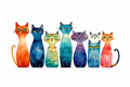 Watercolor Cat Family #PTS005