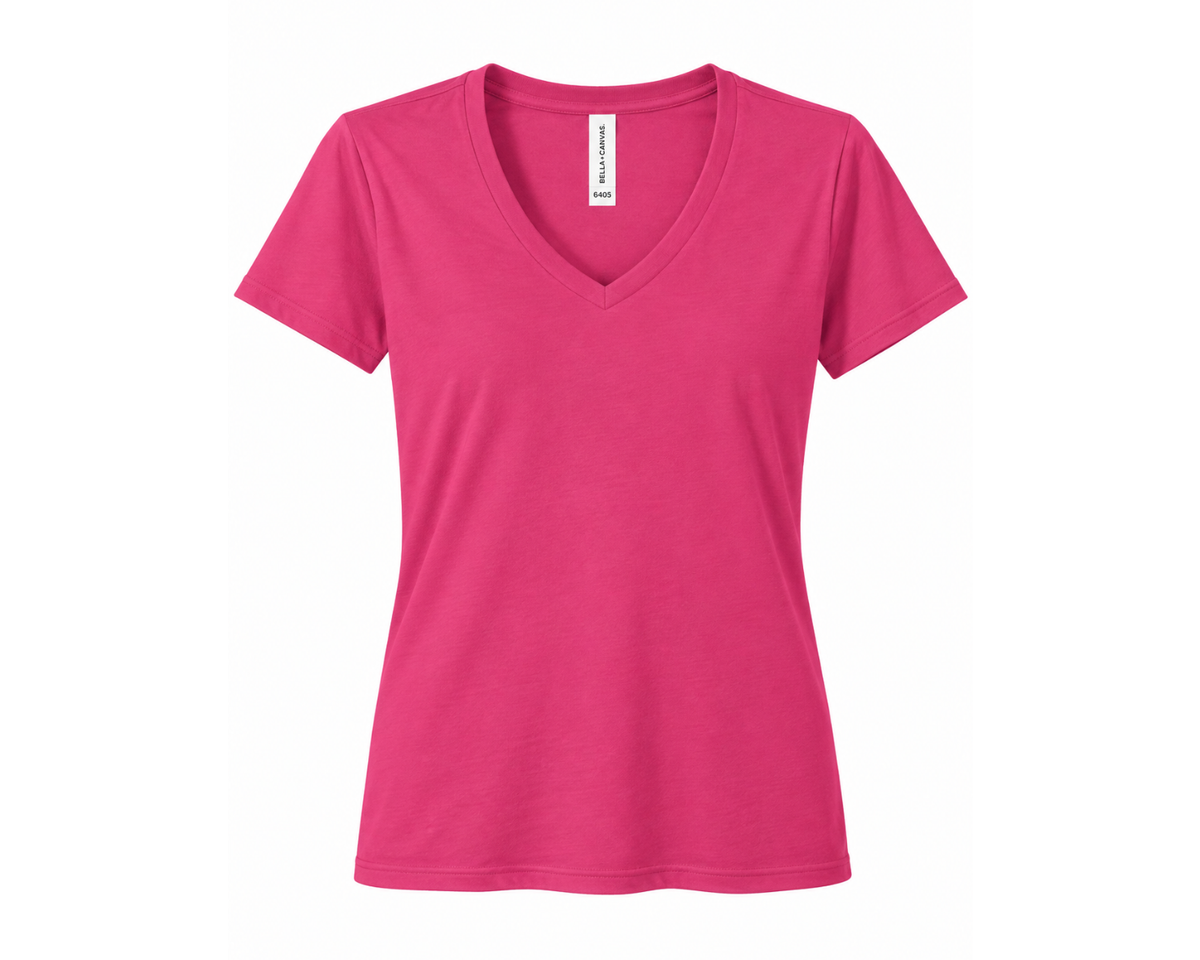 Women's Bella + Canvas Relaxed Jersey V-Neck Custom Graphic T-Shirt
